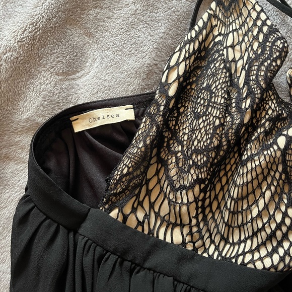 Formal Mini Dress - Black & Cream - Lace, backless - Honey Brand - Picture 4 of 4